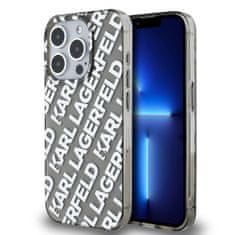 Karl Lagerfeld  IML Galvanizované opakované logo Zadný kryt pre iPhone 15 Pro Silver