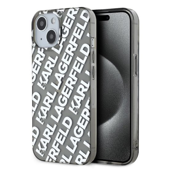 Karl Lagerfeld Zadný kryt IML Electroplated Repeated Logo pre iPhone 15 Silver