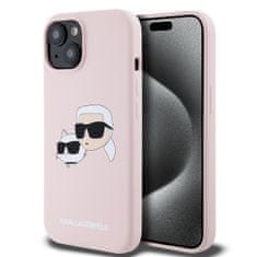 Karl Lagerfeld  Liquid Silicone Double Heads Magsafe zadný kryt pre iPhone 15 Pink