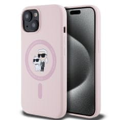 Karl Lagerfeld Zadný kryt Liquid Silicone Karl and Choupette Magsafe pre iPhone 15 Pink