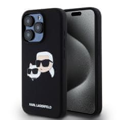 Karl Lagerfeld  Liquid Silicone Double Heads Magsafe zadný kryt pre iPhone 15 Pro Black