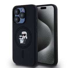 Karl Lagerfeld Zadný kryt Liquid Silicone Karl and Choupette Magsafe pre iPhone 15 Pro Black