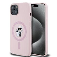Karl Lagerfeld Zadný kryt Liquid Silicone Karl and Choupette Magsafe pre iPhone 14 Ružový