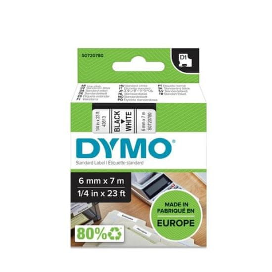 Dymo Páska D1 šírka 6 mm, čierna/biela