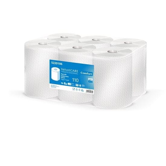 Papier ruč v rolke Velvet Prof-2vrs,biely,110m,6rolí