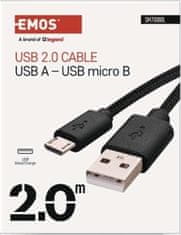 EMOS USB kábel 2.0 A/M - micro B/M 2m čierny