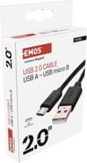 EMOS USB kábel 2.0 A/M - micro B/M 2m čierny