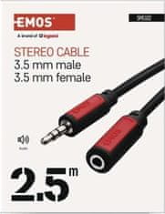 EMOS JACK kábel 3,5mm stereo, vidlica - 3,5mm zásuvka 2,5m