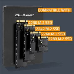 Qoltec Hliníkový Adaptér pre disk M.2 SSD | SATA NGFF na SATA III | 2TB | Super rýchlosť 6Gb/s | Čierny