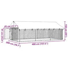 Vidaxl Vonkajšia voliéra pre psy so strechou 400x200x150 cm