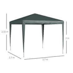 OUTSUNNY Záhradný Altánok 2,7 X 2,7 M Párty Stan Záhradný Altánok Záhradný Stan Markíza Na Balkón Patio Oceľová Tmavozelená 