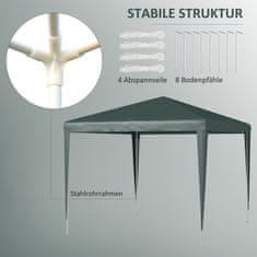 OUTSUNNY Záhradný Altánok 2,7 X 2,7 M Párty Stan Záhradný Altánok Záhradný Stan Markíza Na Balkón Patio Oceľová Tmavozelená 