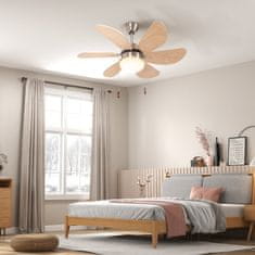 HOMCOM Stropný Ventilátor S Led Osvetlením 16W Stropné Svietidlo S Ventilátorom Závesné Svietidlo 6 Obojstranných Lopatiek Do Obývačky Buk 