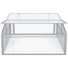 OUTSUNNY Cold Frame Hliník 100X100X48Cm Vyvýšená Posteľ S Nastaviteľnou Strechou, Uv Ochrana, Mini Skleník Na Záhradu A Balkón, Strieborná 