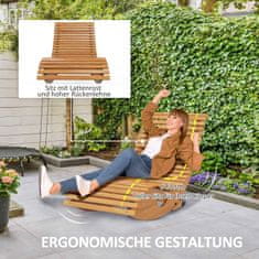 OUTSUNNY Hojdacie Kreslo, Drevené Hojdacie Lehátko, Ergonomické Hojdacie Kreslo V Tvare S, Ochrana Hrotu, Nosnosť Do 120 Kg Na Balkón, Teak, 130 X 60 X 60 Cm 