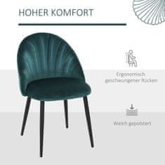 HOMCOM Stoličky Do Jedálne Súprava 2 Moderných Kuchynských Stoličiek Skandi Design Stolička Do Obývačky Čalúnená Stolička Kancelárske Kreslo Velvet Metal Green 52X54X79Cm 