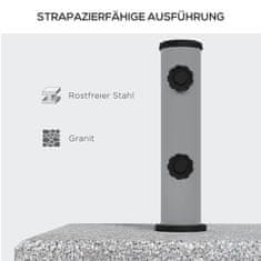 OUTSUNNY Stojan Na Slnečníky 38,5 Kg Stojan Na Slnečník Na Tyč Priemer Ø 32/38/48 Mm, Stojan Na Slnečníky S Kolieskami Do Záhrady, Na Balkón, Žula, Sivá 45 X 45 X 39 Cm 