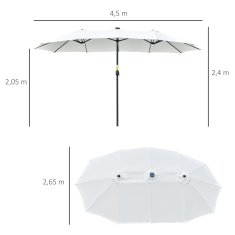 OUTSUNNY Slnečník S Led Solar 4,5 M Dvojitý Slnečník Záhradný Slnečník Trh Dáždnik Terasový Dáždnik Oválny Čierna + Krémová Biela 