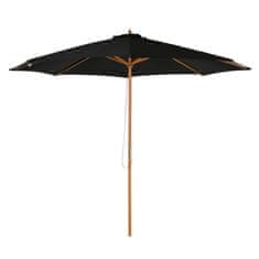 OUTSUNNY Drevený Slnečník 300 Cm Záhradný Dáždnik Balkónový Dáždnik Vyrobený Z Bambusu Čierny Robustný A Elegantný 