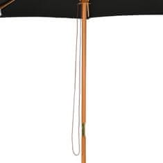 OUTSUNNY Drevený Slnečník 300 Cm Záhradný Dáždnik Balkónový Dáždnik Vyrobený Z Bambusu Čierny Robustný A Elegantný 