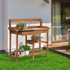 OUTSUNNY Záhradnícky Stôl S Vaňou Z Jedľového Dreva, Výška 112 Cm, Pre Záhradníctvo A Starostlivosť O Rastliny 
