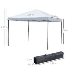 OUTSUNNY Skladací Altánkový Altánkový Skladací Stan S Bočnými Stenami Vrátane Nosnej Tašky Kovová + Oxford Krémová Biela 3X3M 