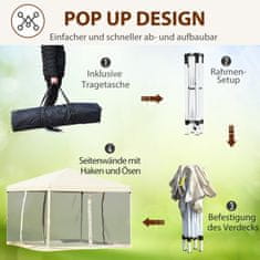OUTSUNNY Skladací Altánkový Altánkový Skladací Stan S Bočnými Stenami Vrátane Nosnej Tašky Kovová + Oxford Krémová Biela 3X3M 