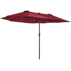 OUTSUNNY Parasol Garden Umbrella Market Umbrella Dvojitý Slnečník Terasový Slnečník S Ručnou Kľučkou Víno Červený Ovál 460 X 270 X 240 Cm 
