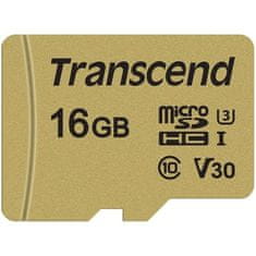 Transcend Paměťová karta 500S microSDHC 16GB UHS-I U3 (Class 10) (95R/60W) + adapter