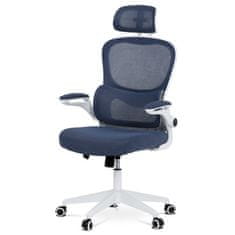 Autronic Kancelářská židle Kancelářská židle, tmavě modrá síťovina, bílý plast, plastový kříž, kolečka na tvrdé podlahy (KA-Y337 BLUE)
