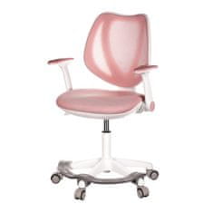 Autronic Kancelářská židle Dětská židle, růžová síťovina, bílý plastový kříž, kolečka na tvrdé podlahy, podpěrka nohou (KA-C806 PINK)