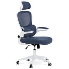Autronic Kancelářská židle Kancelářská židle, tmavě modrá síťovina, bílý plast, plastový kříž, kolečka na tvrdé podlahy (KA-Y337 BLUE)