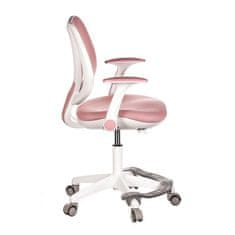 Autronic Kancelářská židle Dětská židle, růžová síťovina, bílý plastový kříž, kolečka na tvrdé podlahy, podpěrka nohou (KA-C806 PINK)