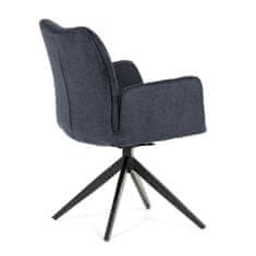 Autronic Moderní jídelní židle Židle jídelní, modrá látka, otočný mechanismus 180°, černý kov (HC-993 BLUE2)