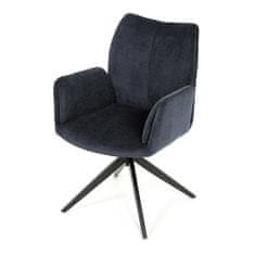 Autronic Moderní jídelní židle Židle jídelní, modrá látka, otočný mechanismus 180°, černý kov (HC-993 BLUE2)