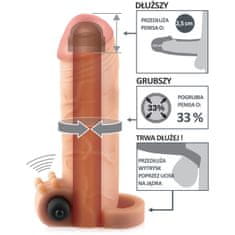 XSARA Přirozený návlek na penis a varlata s vibracemi - delší o 2,5cm, objemnější o 33% - 76874431