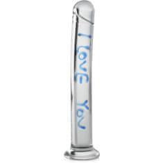 XSARA Skleněné dildo penis na podstavci s milostným vyznáním ideální dárek - 77673479