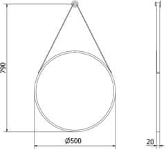 Mexen Okrúhle kúpeľňové zrkadlo Mexen String 50 cm, čierny rám - 9854-050-050-000-70 - MEXEN