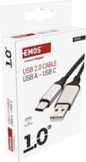 EMOS USB kábel 2.0 A/M - C/M 1m čierny