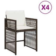 Petromila vidaXL Záhradné stoličky s podložkami 4 ks, hnedé, polyratan