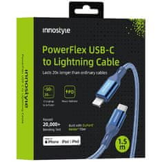 Innostyle INNOSTYLE POWERFLEX USB-C LIGHTNING MFI RÝCHLONABÍJACÍ KÁBEL PRE IPHONE KEVLAR 2M MODRÝ