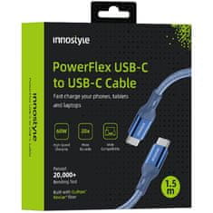 Innostyle INNOSTYLE POWERFLEX USB-C RÝCHLONABÍJACÍ KÁBEL PRE IPHONE SAMSUNG 3A 60W KEVLAR 2M MODRÝ