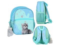 STARPAK Mačička Modrý batoh pre dievčatko, škôlkarský batoh 26x23x9 cm 