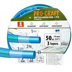 Procraft Zahradní hadice PR-3KGH1950 3 vrstvy, 3/4&quot; 50 m