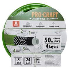 Procraft Zahradní hadice PR-4GH1950 4 vrstvy, 3/4 50 m