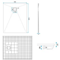 REA REA Magnum Carrara sprchová vanička 90x120 čierna REA-K7009 - Rea