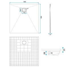 REA REA Magnus Carrara sprchová vanička 90x90 čierna REA-K7008 - Rea