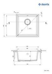 Deante CORDA Drez 440x440x194 3,5&#39;&#39;, granit antracit ZQA_T10A - Deante