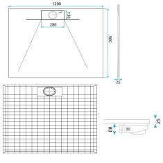 REA REA Bazalt sprchová vanička long 90x120 - čierna REA-K3325 - Rea