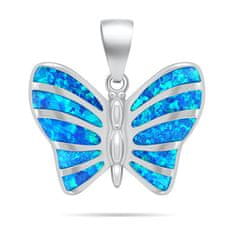 Brilio Silver Nežný strieborný prívesok Motýľ s modrým opálom PT136WB